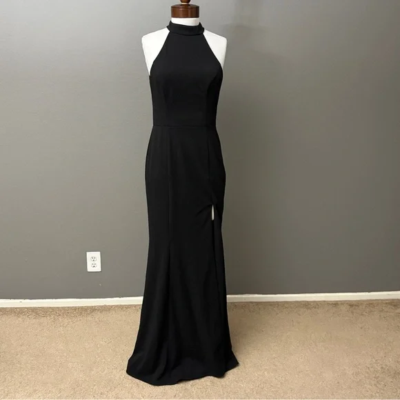bhldn high-neck open-back crepe maxi dress Serephina Crepe Open-Back Maxi Dress